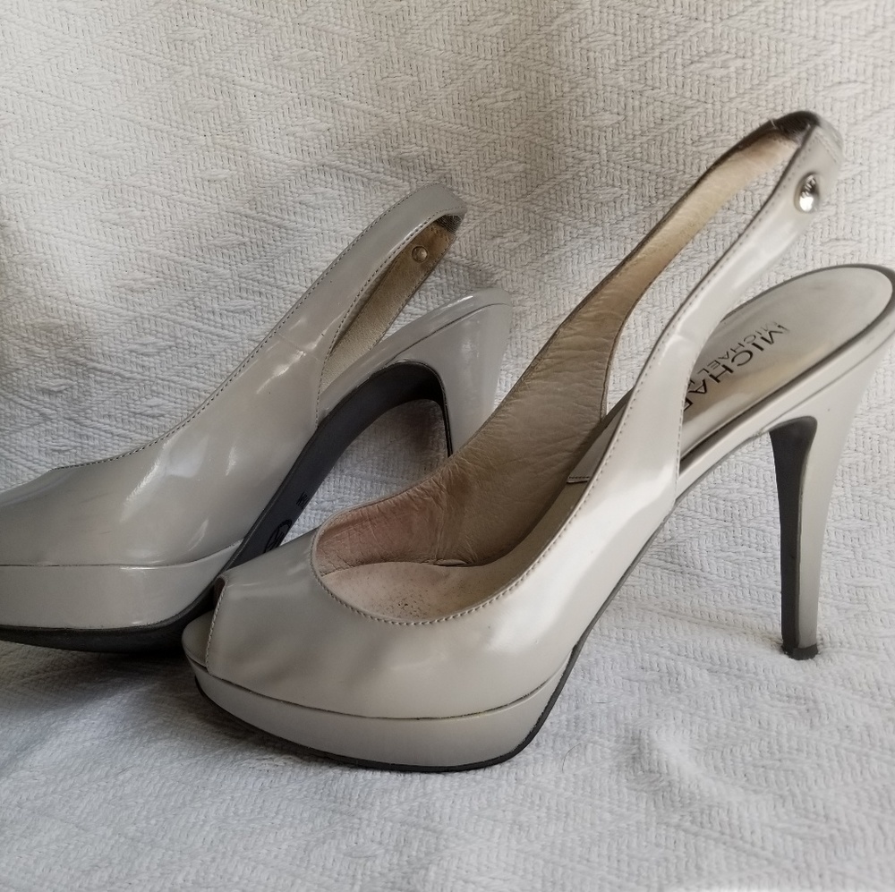 Michael Kors Open Toe Patent Grey/Taupe